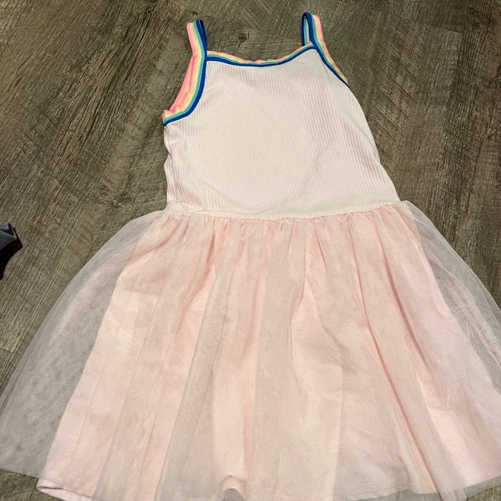 Epic Threads Pink Dress with Vibrant Rainbow Edging
